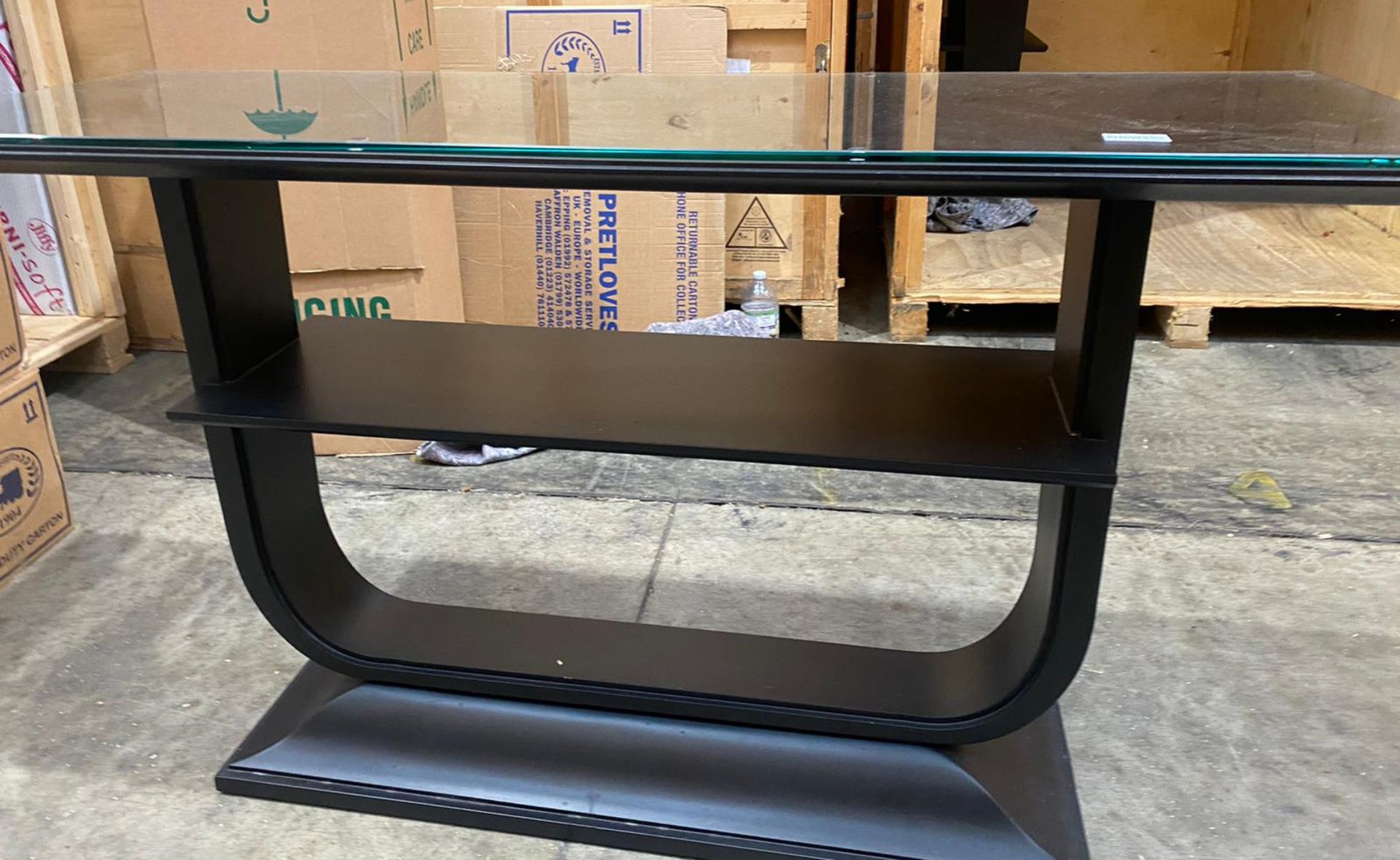 1 x Contemporay Console Table With a Black Finish, Glass Top Protector and Undershelf - Size: 1600 x - Image 2 of 3