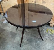 1 x Round Mahogany Table With Glass Top - Size: Diameter 800mm