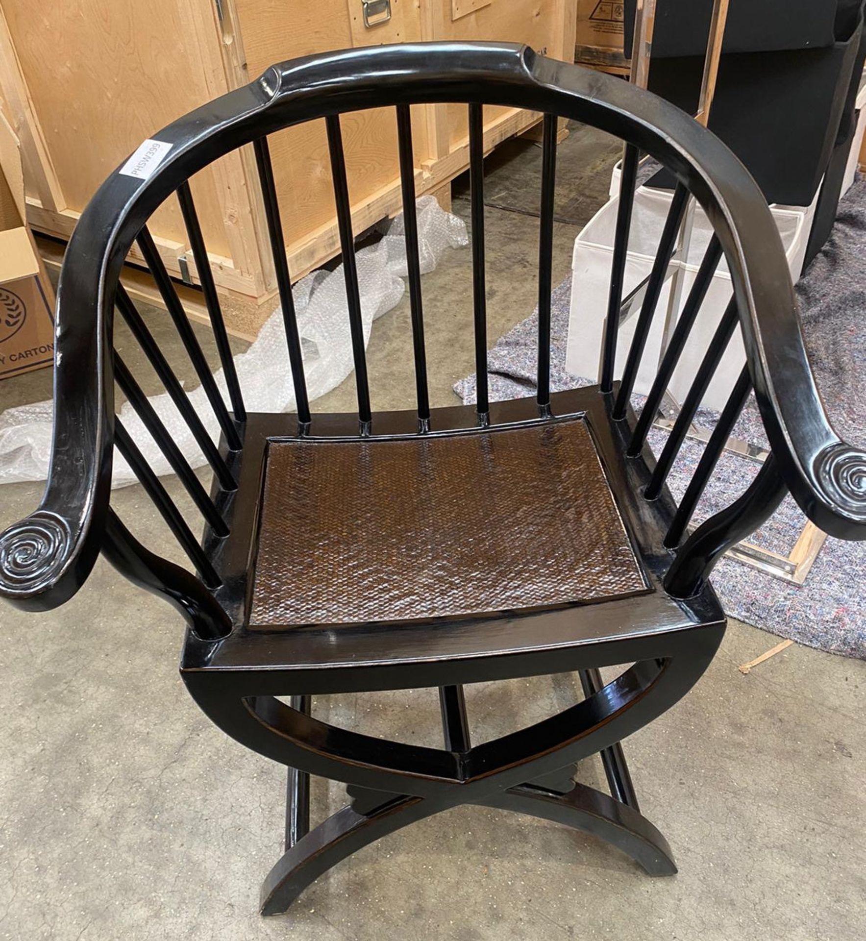 1 x Round back Occasional Mahogany Chair With Seat Pad and Crossed Legs - Image 3 of 3