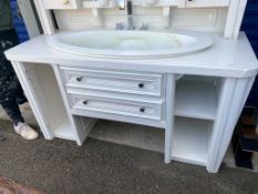 1 x Bespoke Bathroom Unit Featuring A Large Wash Basin, Chrome Mixer Tap, Mirror, Storage & Cabinets