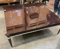 1 x Large Oversized Coffee Table With a Mahogany Gloss Finish and Tapered Legs