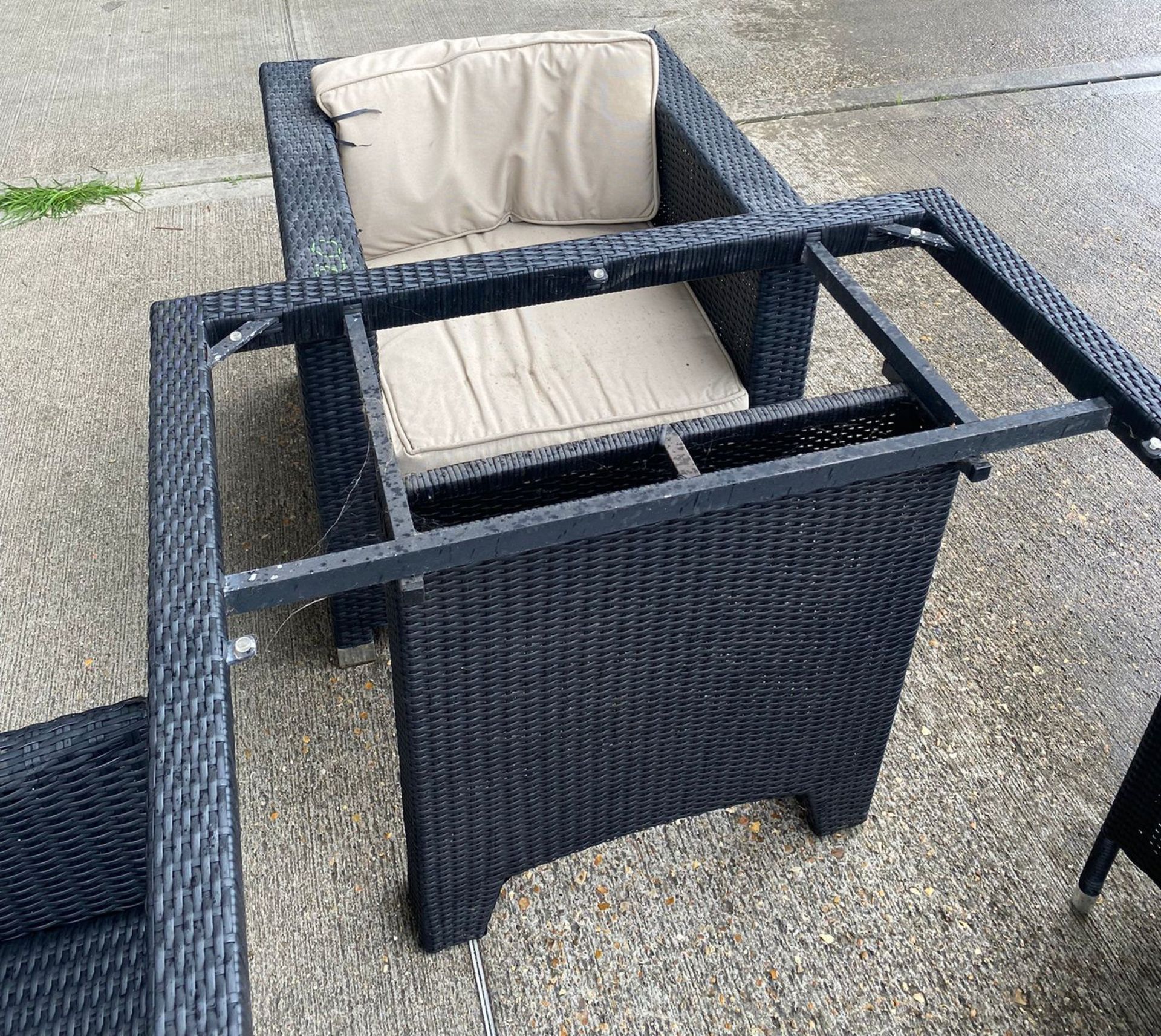 1 x Dark Rattan Outdoor Table With 2 x Armchairs and 4 x High Back Chairs - Image 2 of 2