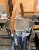 1 x Ice Bucket With Pitted Design and Leather Handle