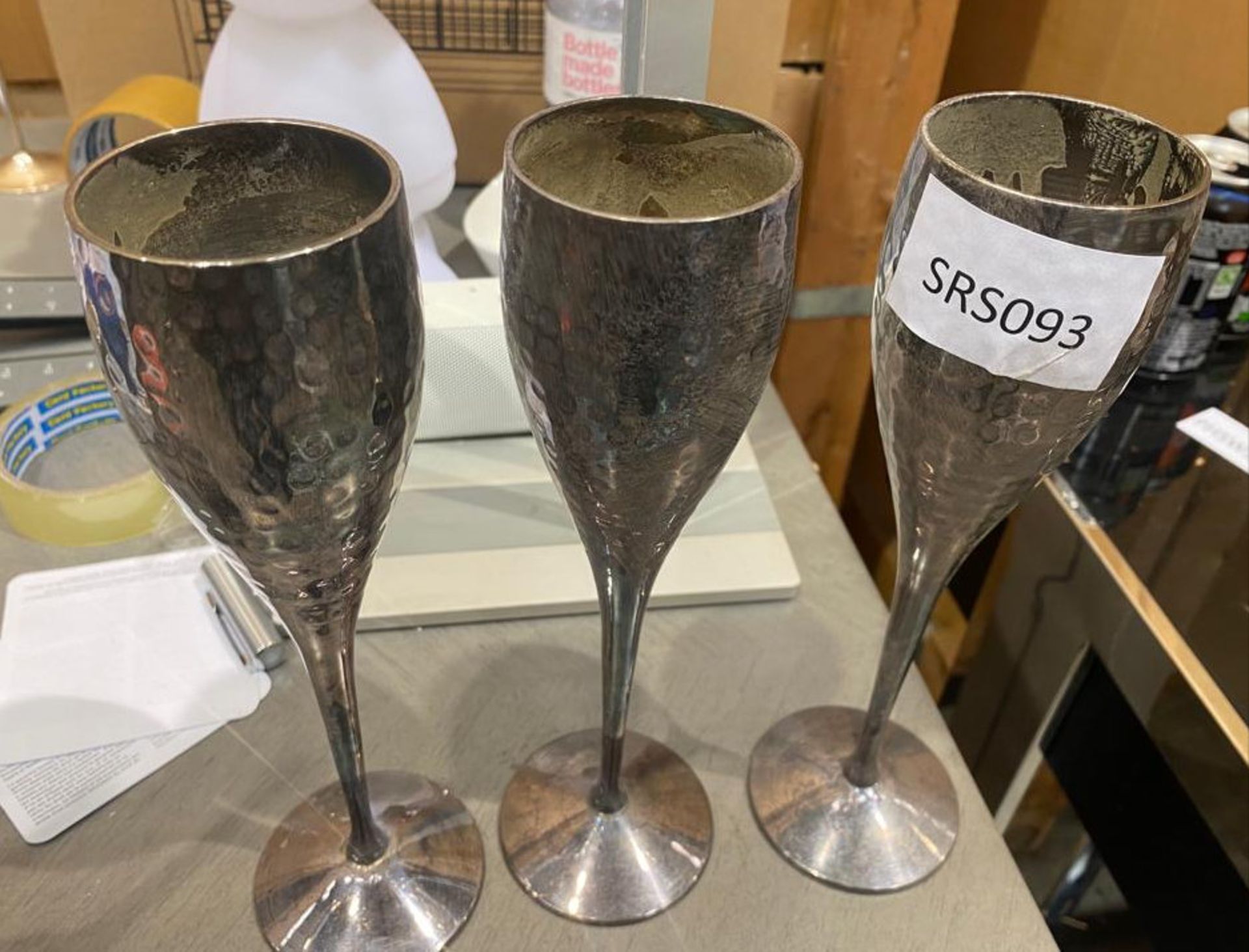 3 x Pewter Wine Glasses - CL731 - NO VAT ON THE HAMMER - Ref: SRS093/616 - Location: - Image 4 of 4