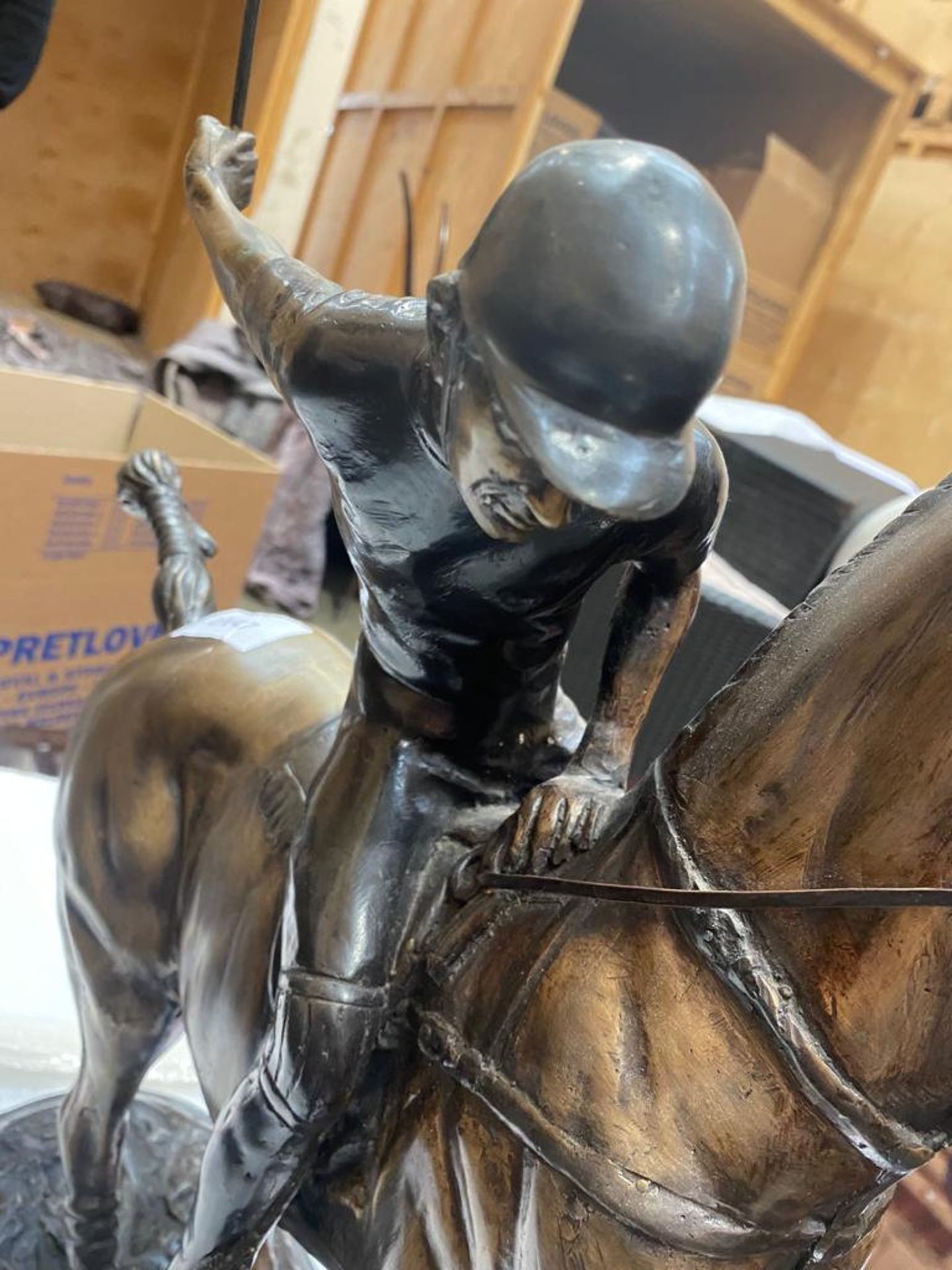 1 x Bronze Horseback Polo Player on Base - Image 3 of 4