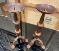 2 x Cast Iron Candlesticks With a Brown Antique Style Finish