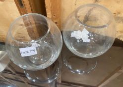 2 x Glass Fish Bowl Vases