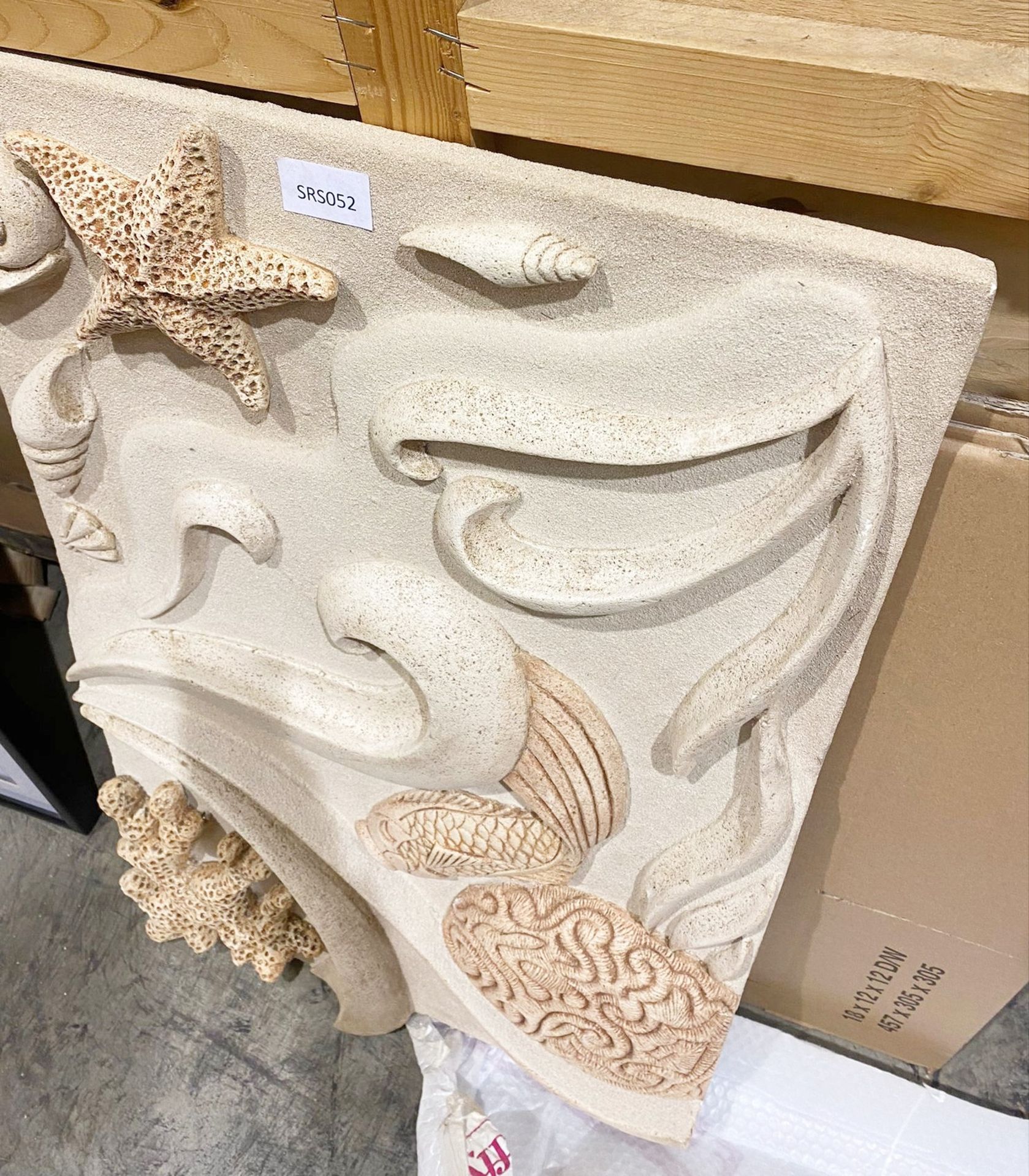 1 x Wall Sculpture Depicting Sea Creatures on Sand - Signed by Original Artist - Size: 600 x 900mm - Image 2 of 5