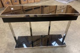 1 x Contemporary Console Table With a Black Gloss and Chrome Finish