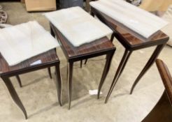 1 x Nest of Three Mahogany Tables With Glass Top Protectors