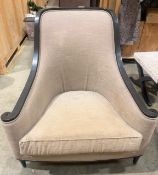 1 x Low Seater Occasional Armchair With Elegant Curved Scroll Arms