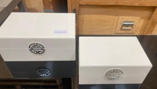 2 x Storage Boxes in Gloss Cream - Suitable For Jewellery or Watches etc