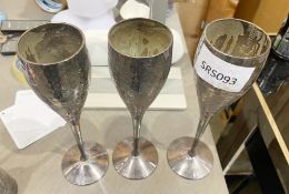 3 x Pewter Wine Glasses - CL731 - NO VAT ON THE HAMMER - Ref: SRS093/616 - Location: