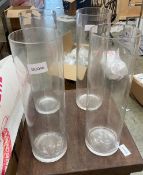 2 x Tall Round Glass Vases - Size: 150 x 500mm