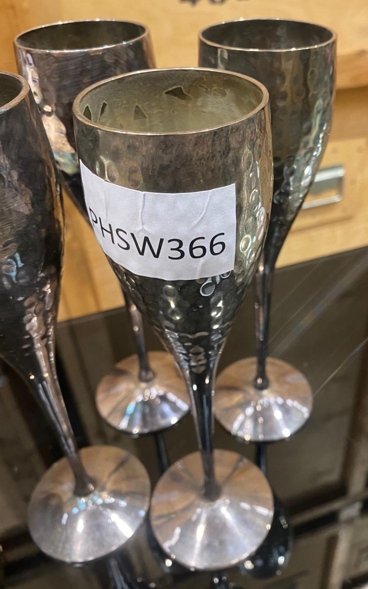 4 x Wine Goblets With a Pitted Pewter Finish - Image 2 of 4