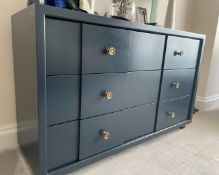 1 x Sturdy Designer Chest Of Soft Close Drawers In Deep Blue - NO VAT ON HAMMER