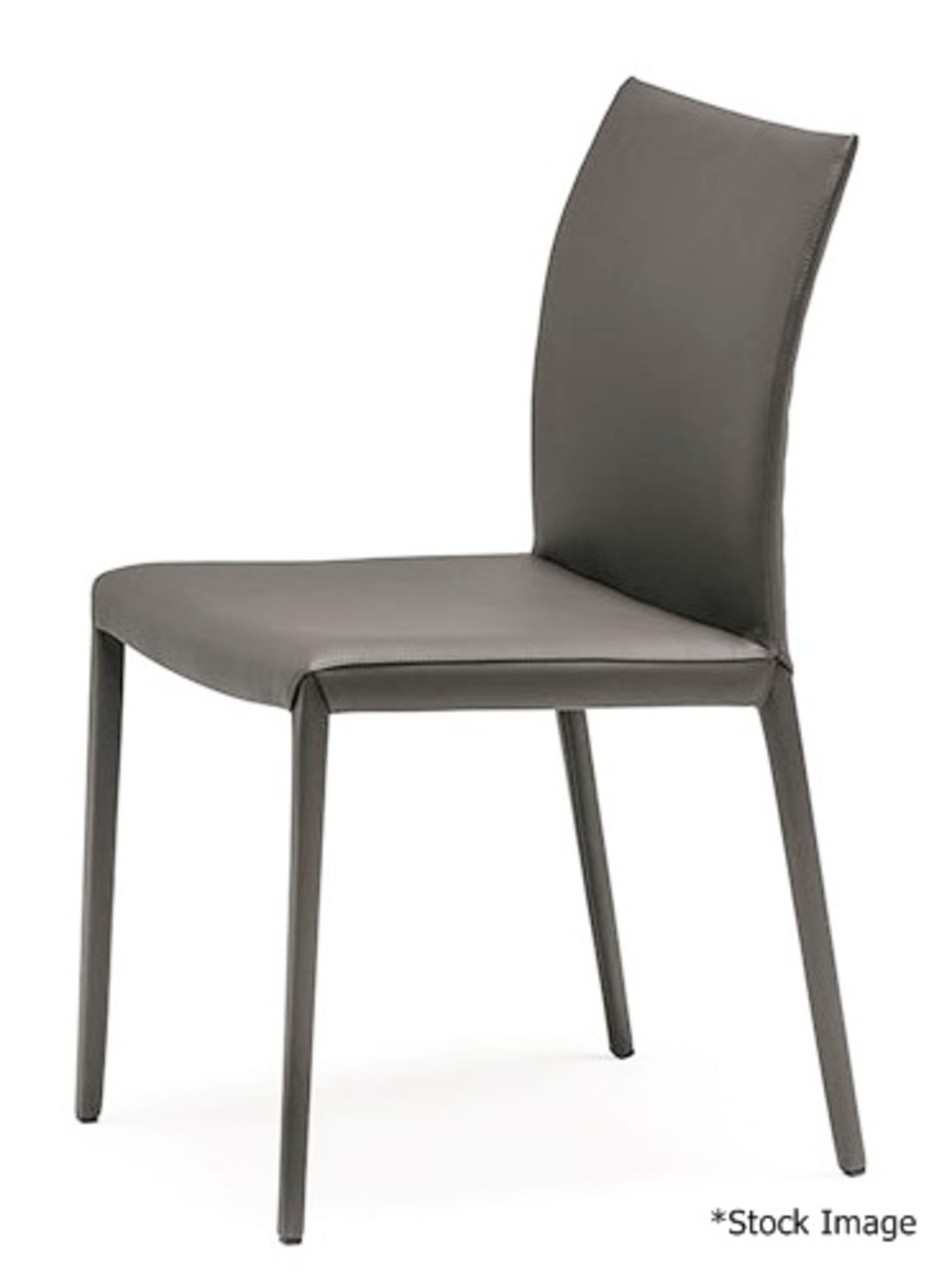 4 x CATELLAN 'Norma' Designer Italian Dining Chairs In Soft Grey Leather - Original RRP £3,840 - Image 2 of 7