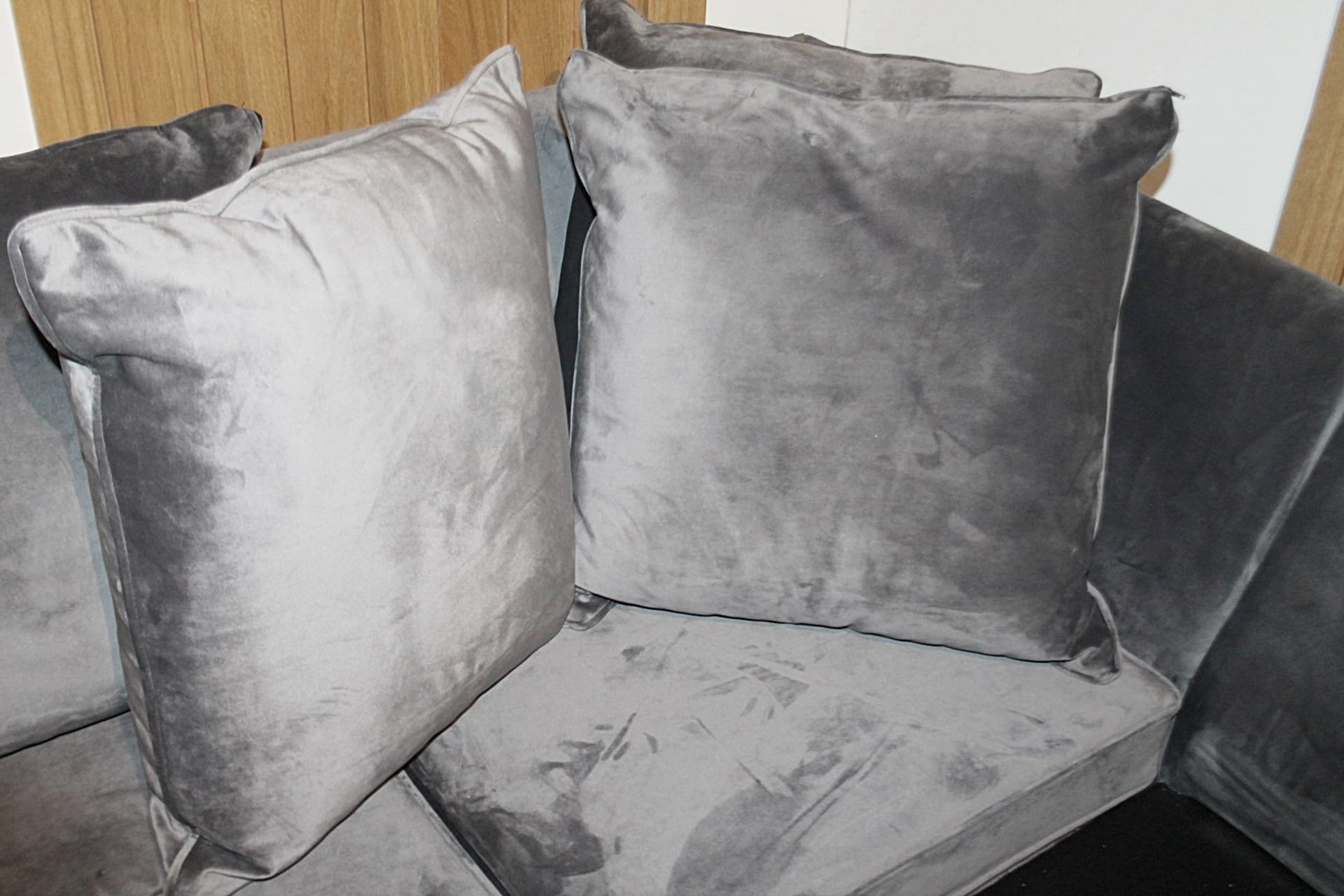 1 x Velvet Upholstered 2-Metre Corner Sofa In A Shimmering Grey Tone - Ex-Showroom Example - Ref: - Image 2 of 11