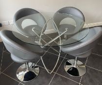 1 x Dwell Glass Top Atom Table With 4 Grey Swivel Chairs- CL759 - NO VAT ON THE HAMMER - Location: