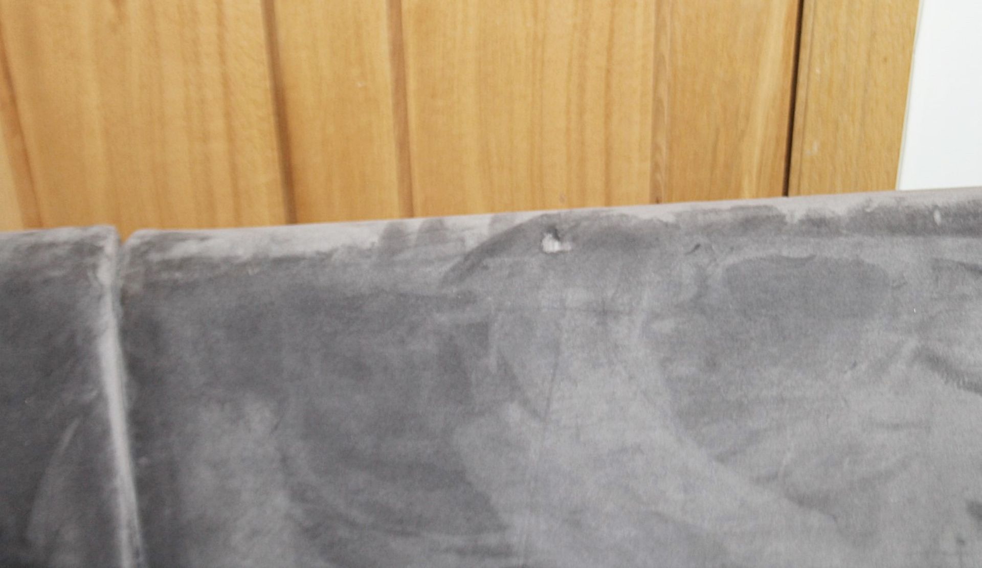 1 x Velvet Upholstered 2-Metre Corner Sofa In A Shimmering Grey Tone - Ex-Showroom Example - Ref: - Image 9 of 11