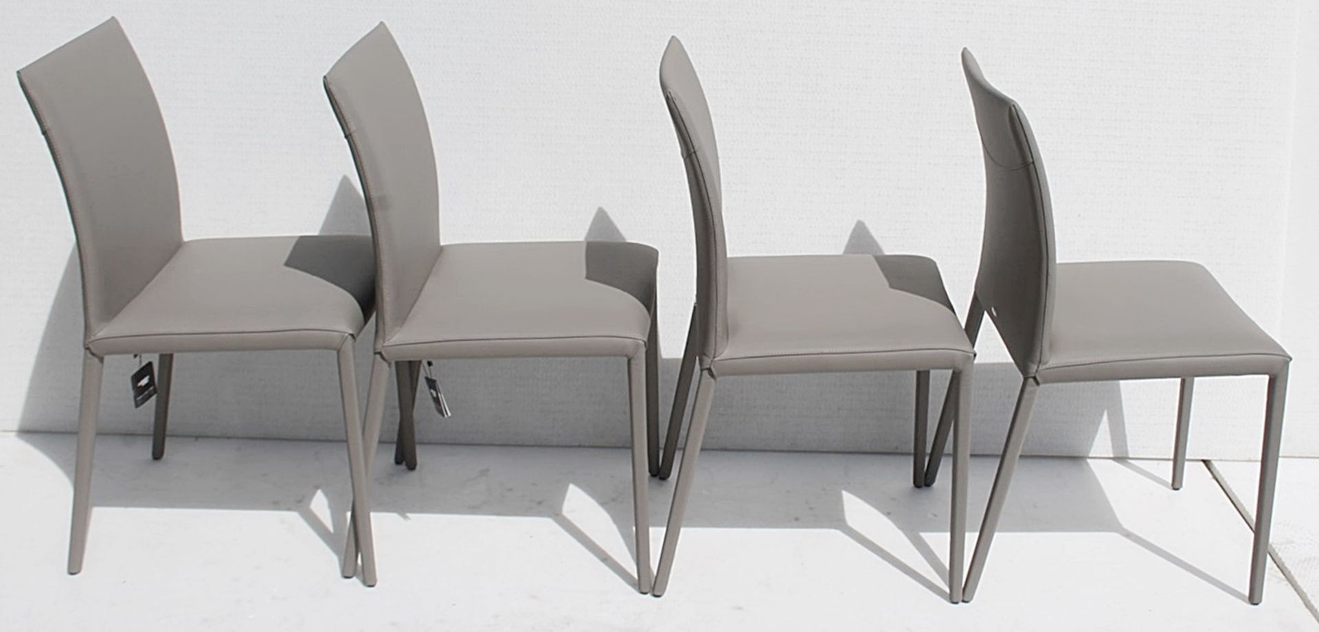 4 x CATELLAN 'Norma' Designer Italian Dining Chairs In Soft Grey Leather - Original RRP £3,840 - Image 4 of 7