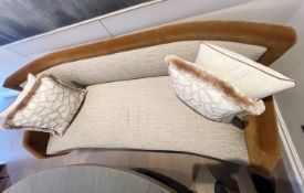 1 x Luxury Designer Sofa With Velvet And Woven Upholstery - Includes Assortment Of Cushions As Shown