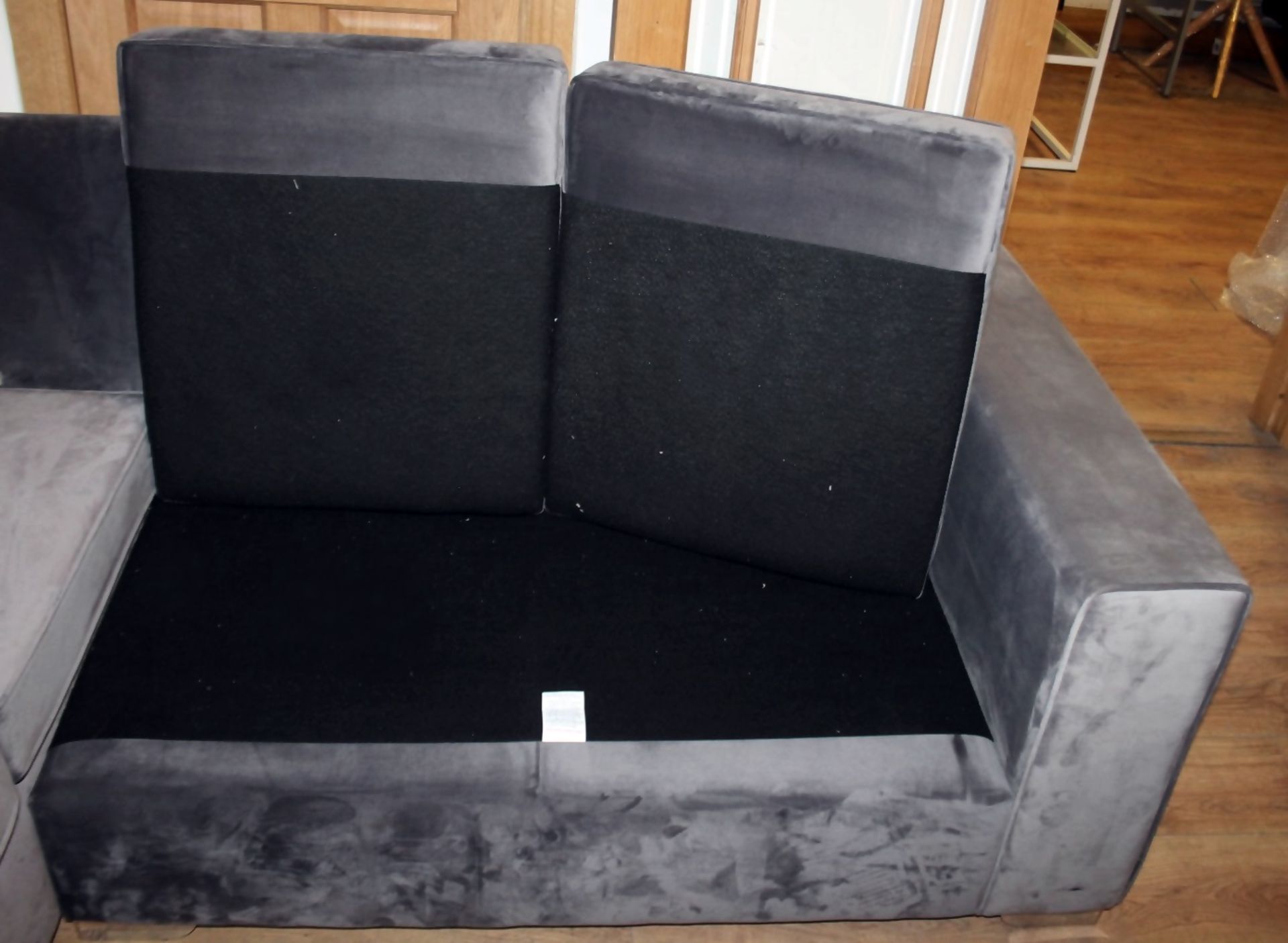 1 x Velvet Upholstered 2-Metre Corner Sofa In A Shimmering Grey Tone - Ex-Showroom Example - Ref: - Image 3 of 11