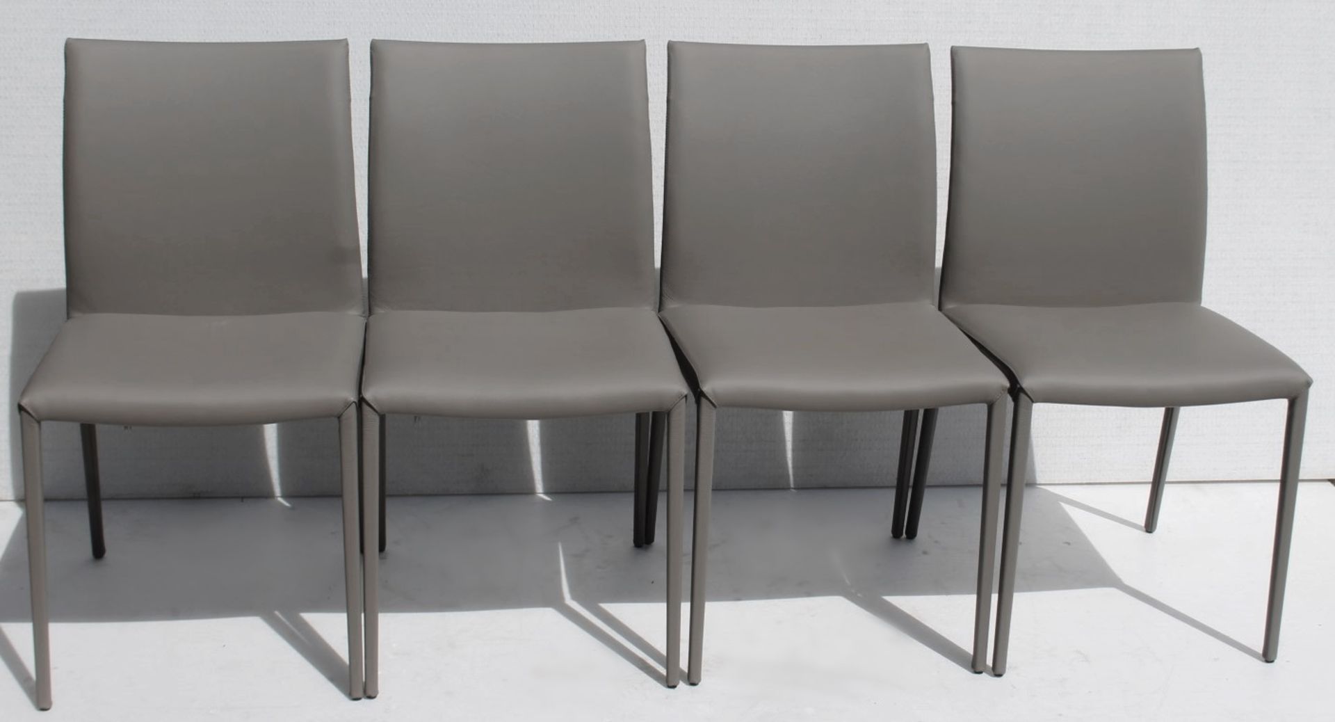 4 x CATELLAN 'Norma' Designer Italian Dining Chairs In Soft Grey Leather - Original RRP £3,840 - Image 5 of 7