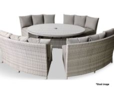 1 x BRITISH GARDEN CENTRES 'Andorra' Oval Outdoor Casual Dining Garden Set With 4-Piece Modular Sofa