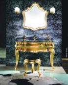 1 x STONEARTH / GODI 'Princess' Luxury Floor-standing Gold Leaf Bathroom Vanity Unit, Basin & Stool