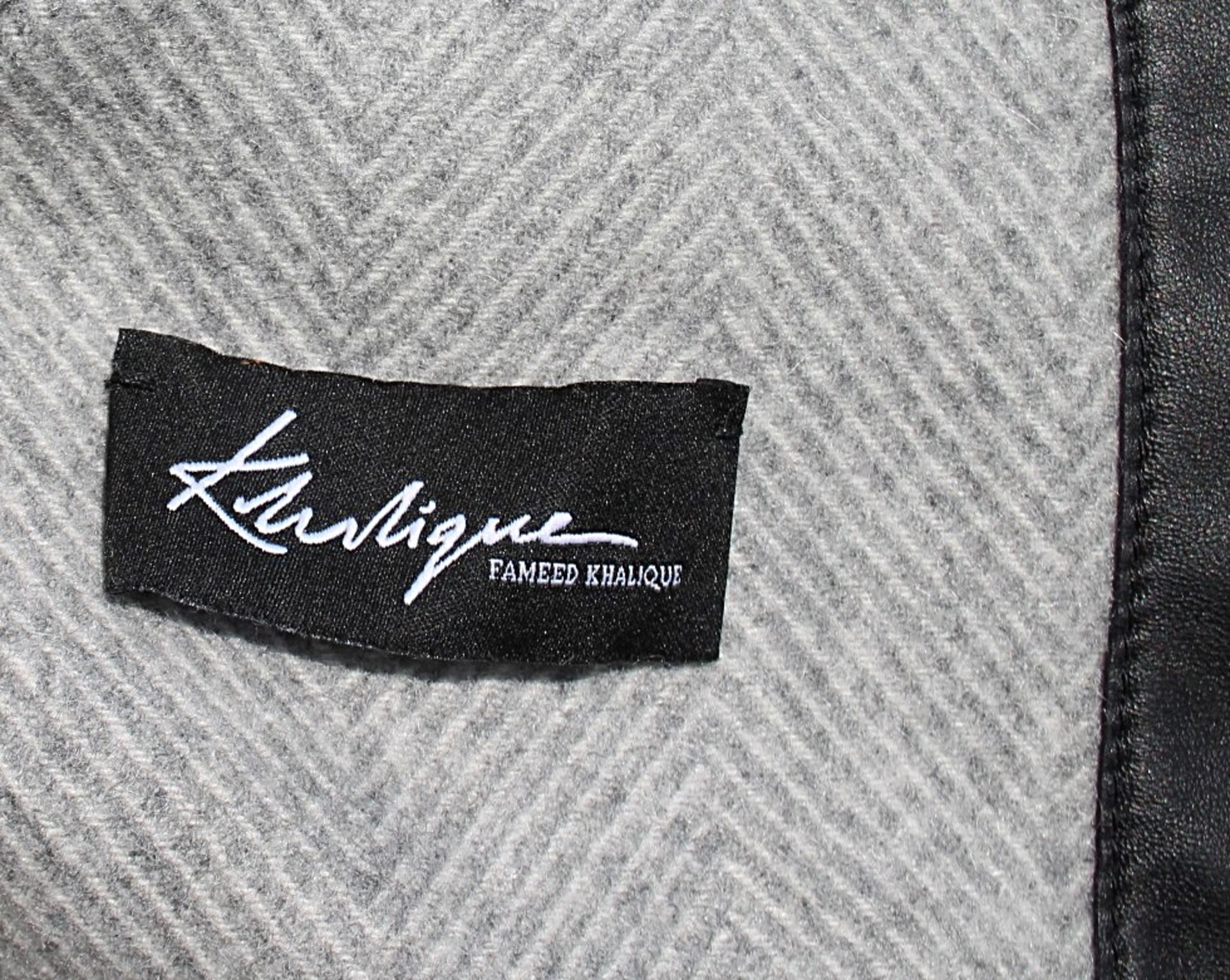 1 x FAMEED KHALIQUE Luxury Grey Cashmere Throw With Black Leather Trim - Original Price £1,510 - Image 2 of 2