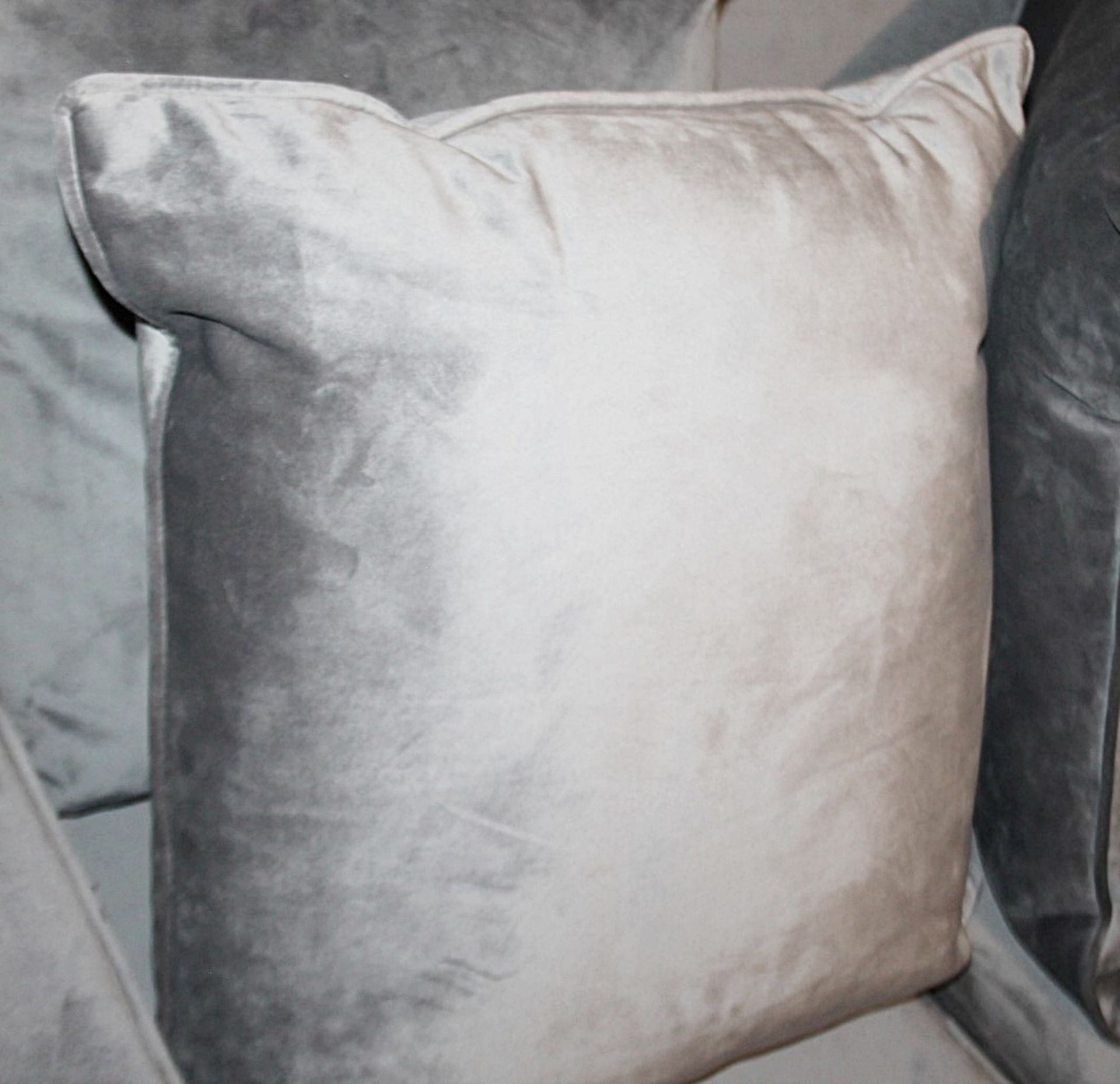 1 x Velvet Upholstered 2-Metre Corner Sofa In A Shimmering Grey Tone - Ex-Showroom Example - Ref: - Image 11 of 11