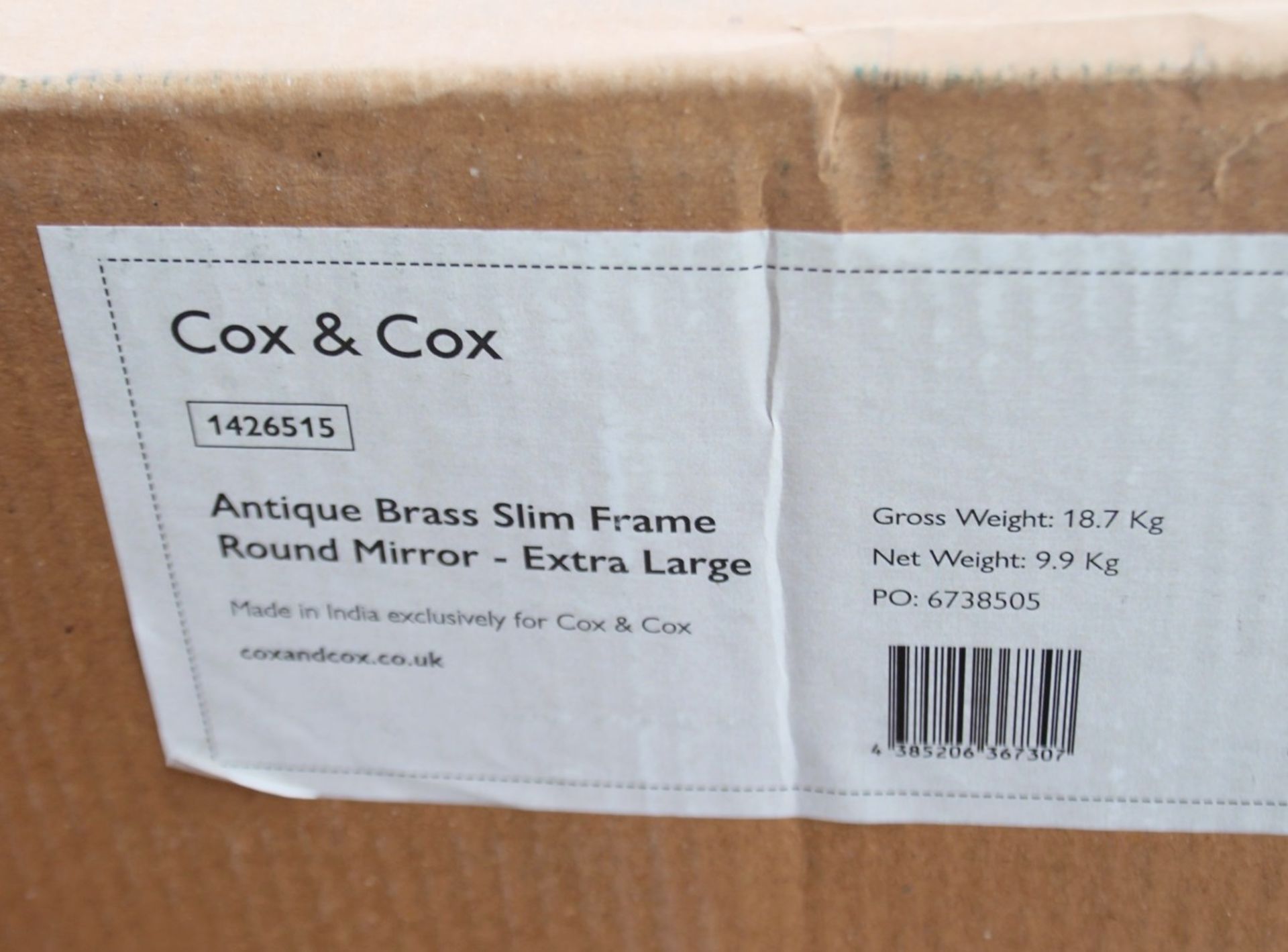 1 x COX & COX Antique Brass Slim Frame Extra Large Round Mirror - Original RRP £395.00 - Image 5 of 6