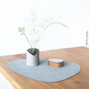 4 x LINDDNA 'CLOUD' Recycled Leather Double-sided Placemats In Light Blue & Grey - Original Price £
