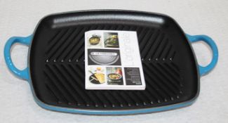 1 x LE CREUSET Cast Iron 30cm Shallow Grill Plate In Marseille Blue - Original Price £130.00