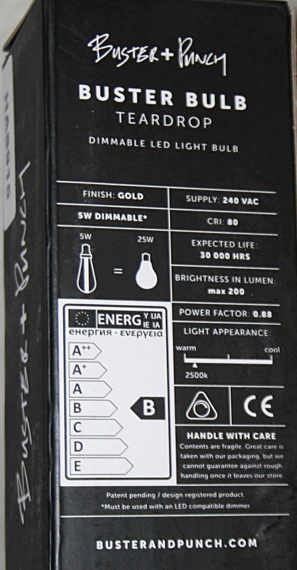 2 x BUSTER + PUNCH Designer Dimmable 'Teardrop' E27 Light Bulbs (Gold) - Total Original Price £69.98 - Image 8 of 10