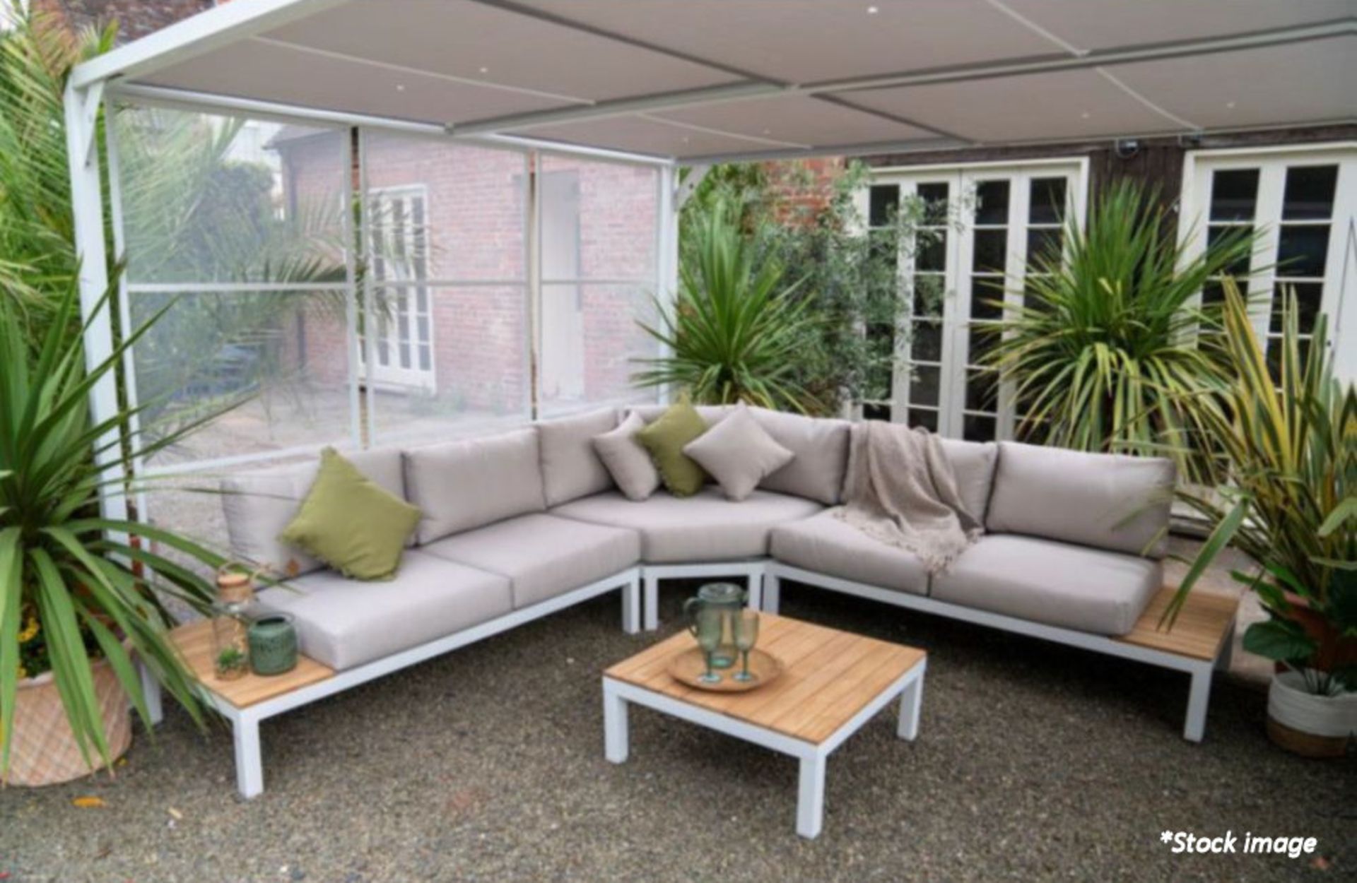 1 x KETTLER 'Elba' Low Lounge Garden Sofa & Teak Topped Table Set - Brand New - RRP £2,148.99