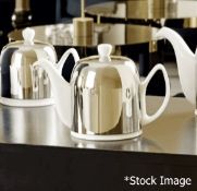 1 x DEGRENNE PARIS 'Salam' Luxury Porcelain Teapot with Shiny Aluminium Cover (70cl / 4-Cup)