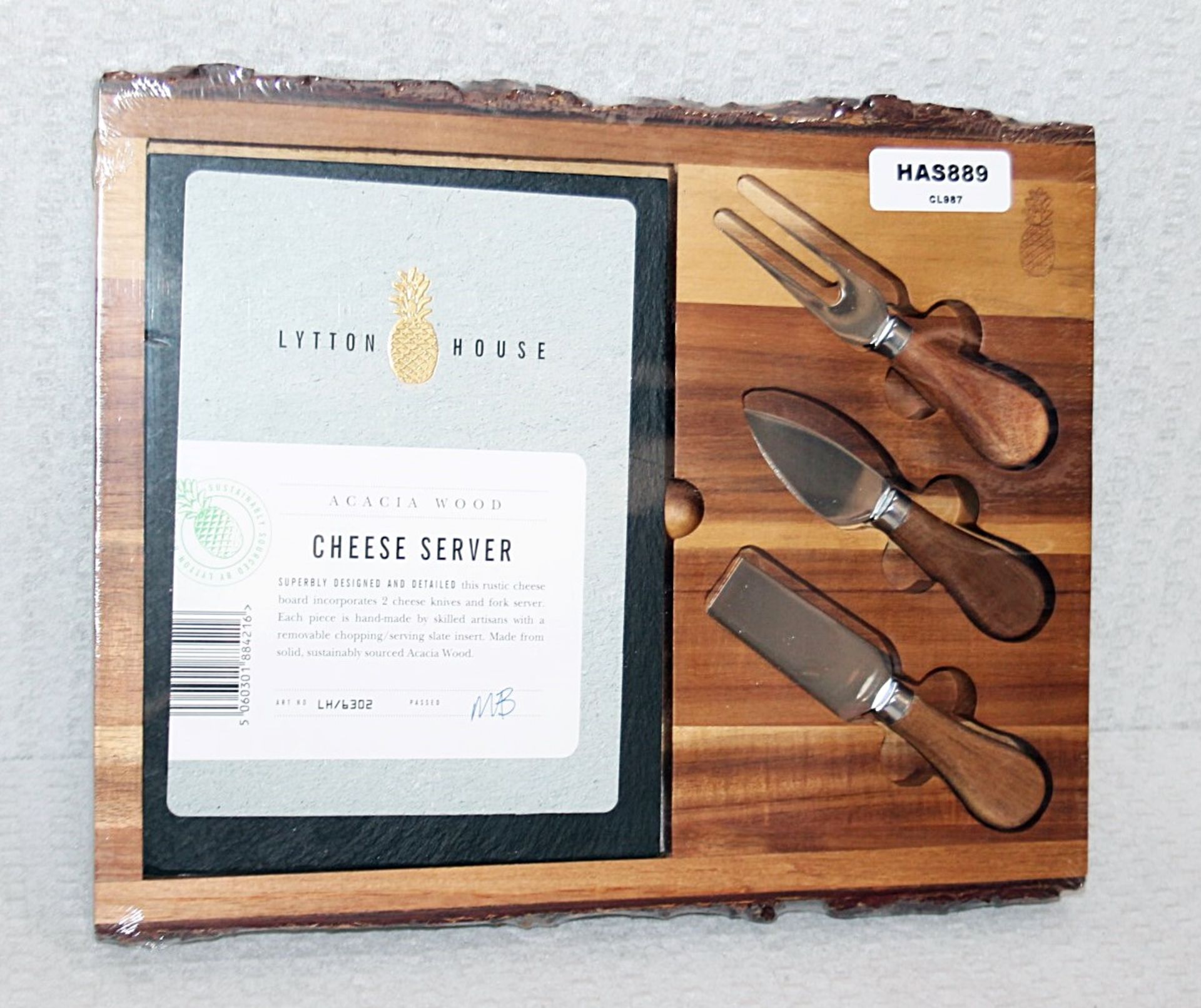 1 x LYTTON HOUSE Luxury Solid Wood & Slate Rectangular Cheese Board Set - Sealed Stock *NO RESERVE* - Image 2 of 4