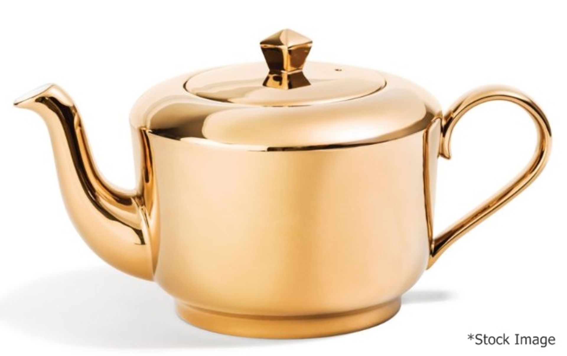 1 x RICHARD BRENDON 'Reflect' Fine Bone China Teapot In Gold - Original Price £250.00 *See Condition - Image 3 of 9