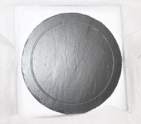 1 x HARRODS OF LONDON Natural Slate 12" Round Cheese Board - Hand Cut In Scotland - Boxed Stock