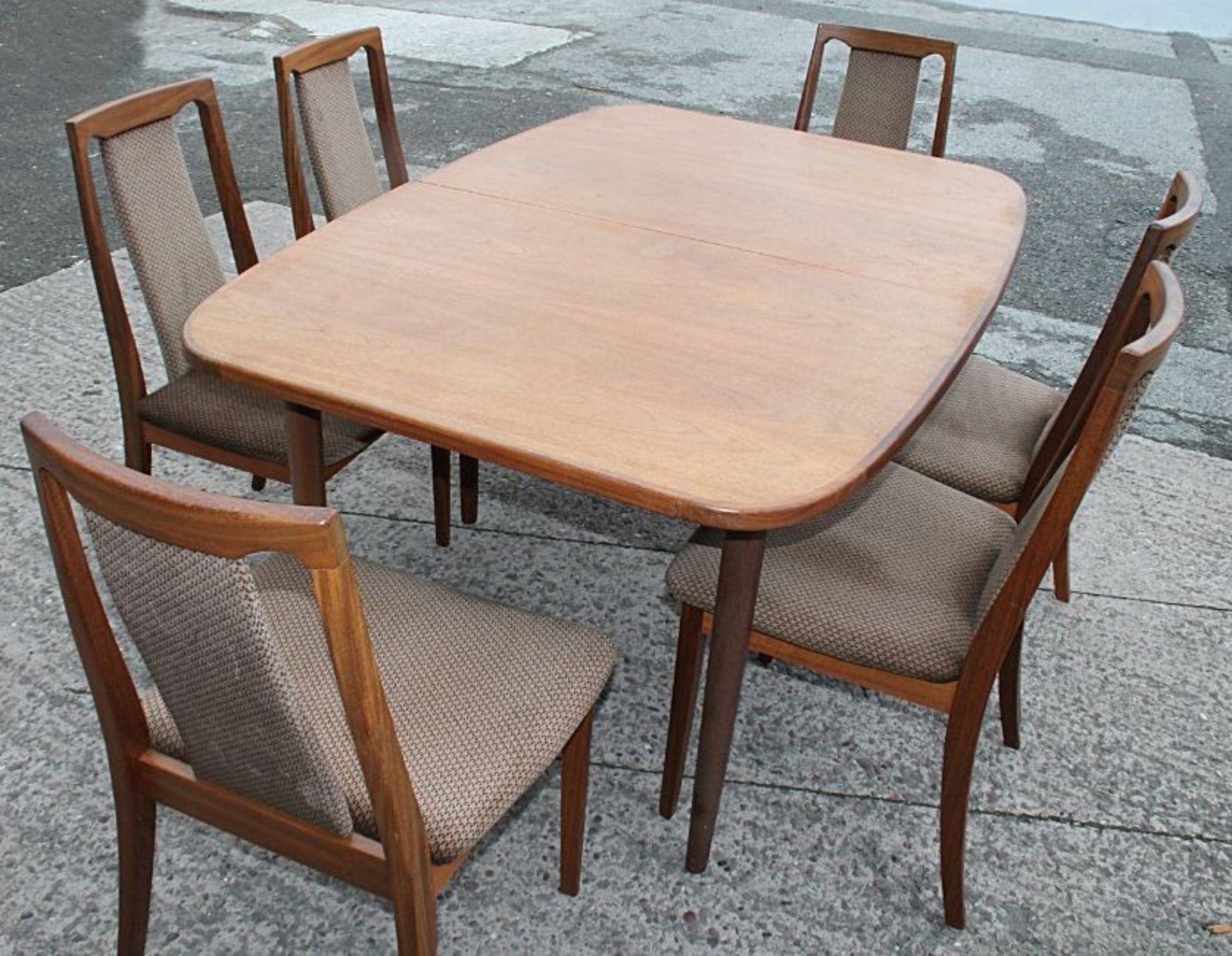 1 x Vintage G-PLAN Extending Dining Table With 6 x Dralon Upholstered G-PLAN Chairs  - CL758 - - Image 6 of 17