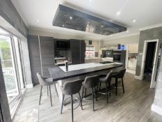 1 x SCHÜLLER Contemporary Fitted Kitchen With Granite Worktops, Appliances, Utility Room And Island