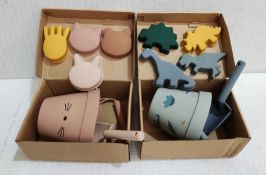 2 x Liewood Dante Silicone Beach/Sand Play Sets - Cat And Dinosaur - New/Boxed