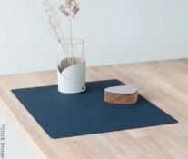 Set Of 4 x LINDDNA Recycled Leather Rectangular Placemats In Midnight Blue - Original Price £72.95