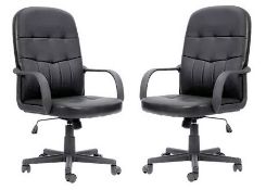 2 x High Back Bonded Leather Office Swivel Chairs with Integrated Lumbar Support By Nautilus Designs