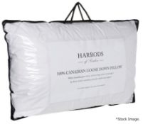 1 x HARRODS OF LONDON Luxury Medium/Firm 100% Canadian Goose Down Pillow - Original Price £389.00