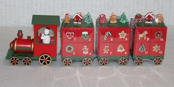 1 x HARRODS OF LONDON Wooden Train Advent Calendar - Please Read Condition Report