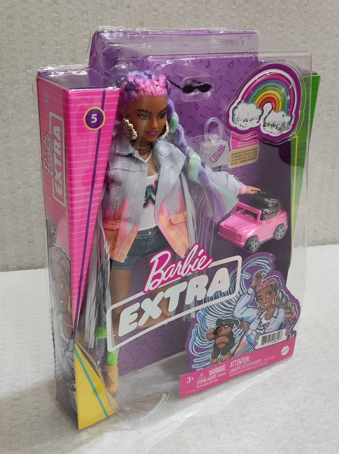 1 x Barbie Extra Doll #5 in Long Fringe Denim Jacket - New/Boxed - Image 3 of 3