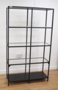 1 x Upright Modern Display Shelving Unit With Metal Frame and Glass Shelves